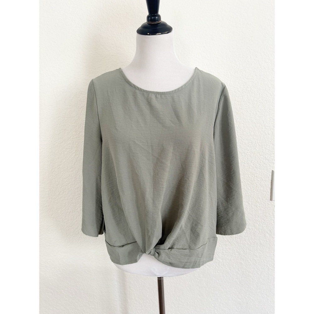 Misia Olive Green Twist Front Blouse